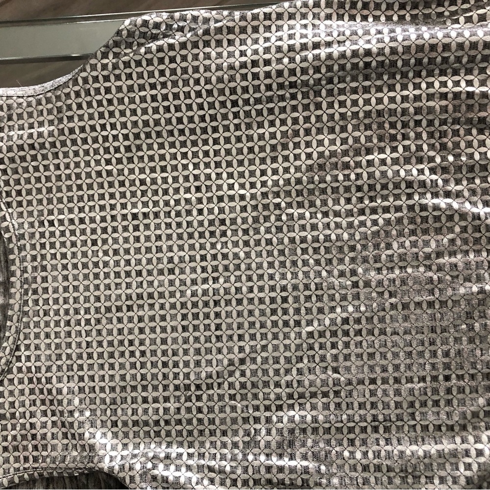 Michael Kors Metallic Silver Geometric Knit Tank